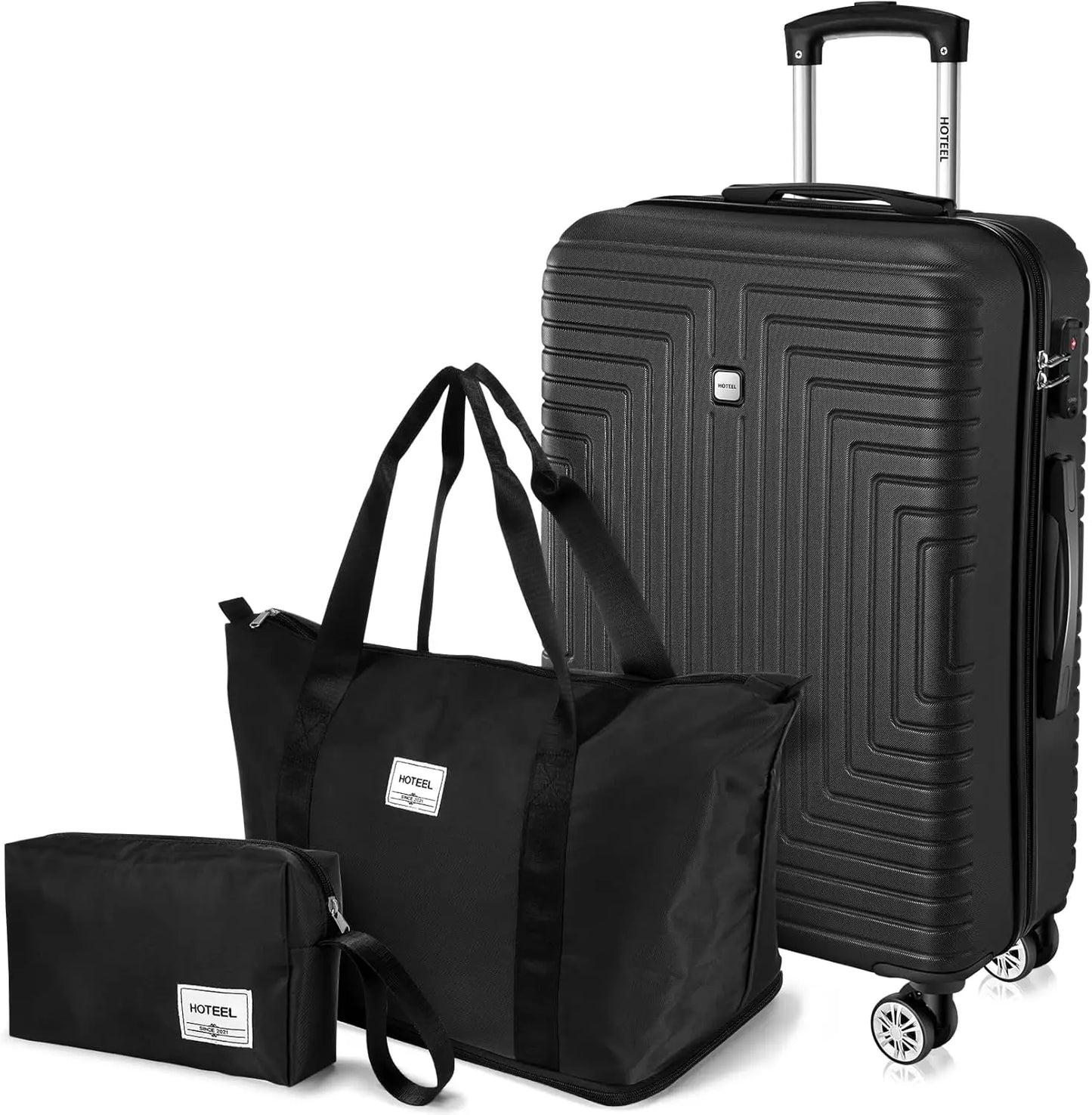 Beautiful 3 Pcs ABS+PC Hard Shell Carry On Suitcase Set with Wheels,TSA Approved Lock