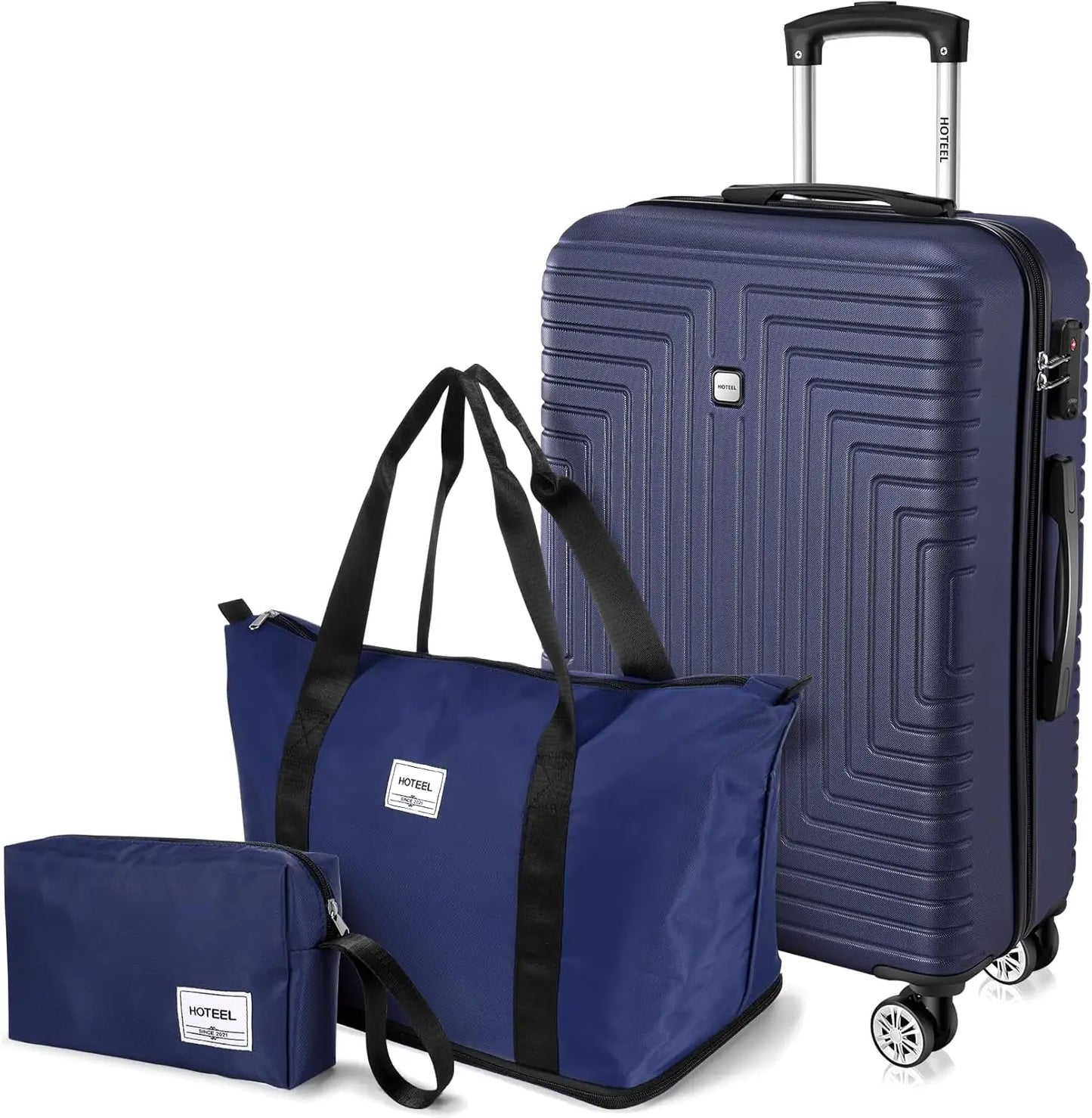 Beautiful 3 Pcs ABS+PC Hard Shell Carry On Suitcase Set with Wheels,TSA Approved Lock