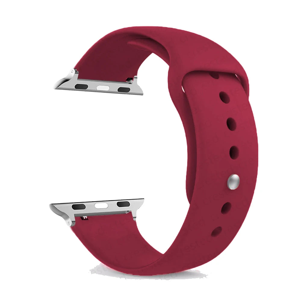 Silicone Apple Watch Bands 44mm 40mm 45mm 41mm 38mm 42mm iWatch series se 9 8 7 6 5 3 ultra 2 band 49mm