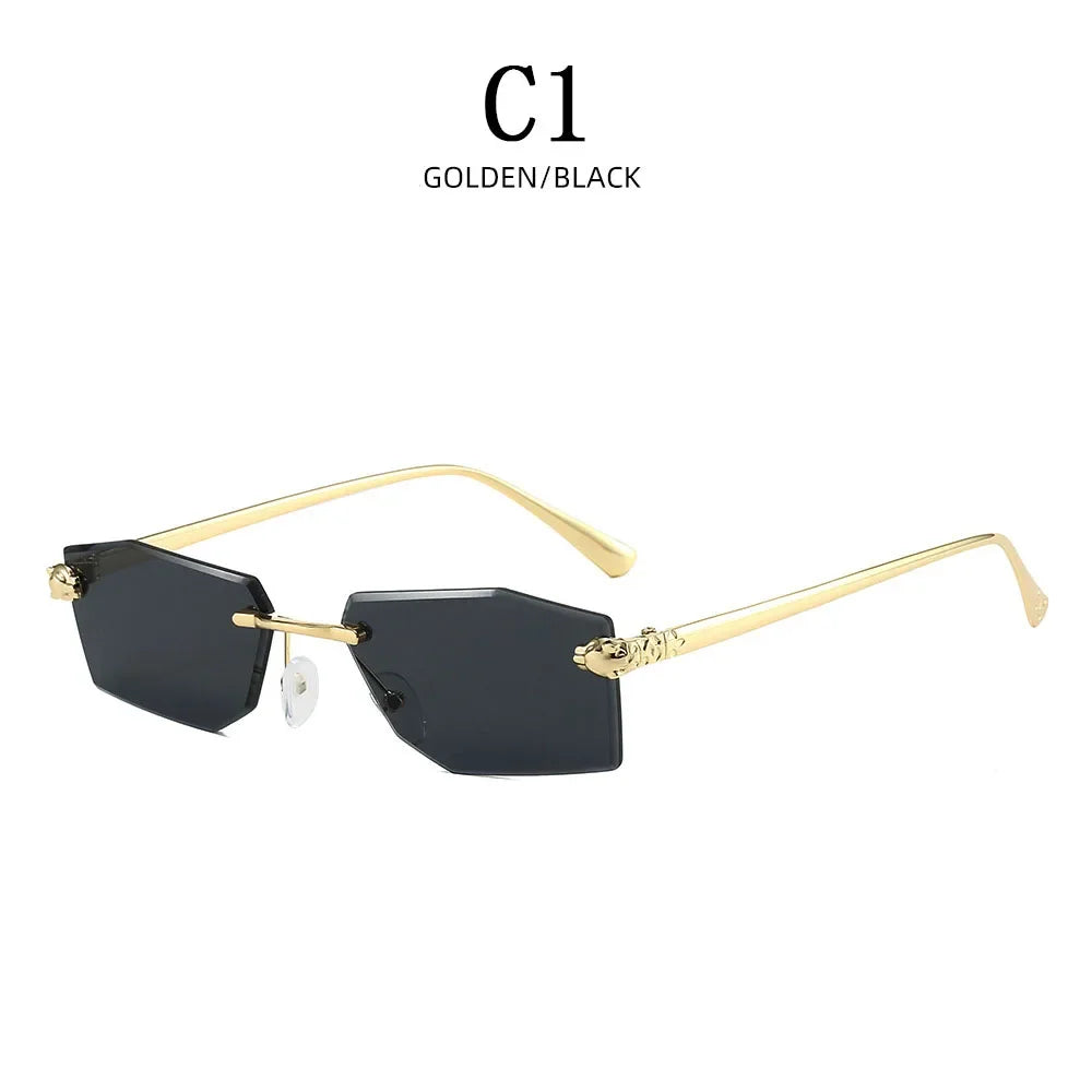 Designer Luxe Square Rimless UV400 Protection Women's Sunglasses