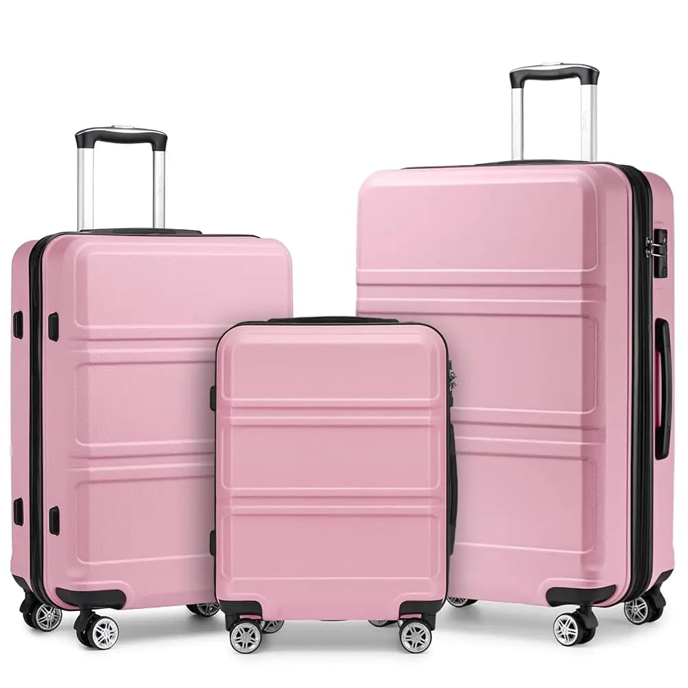 Modern Design 3 Piece Hard Shell Luggage Set - Expandable and Lightweight with Spinner Wheels TSA Lock