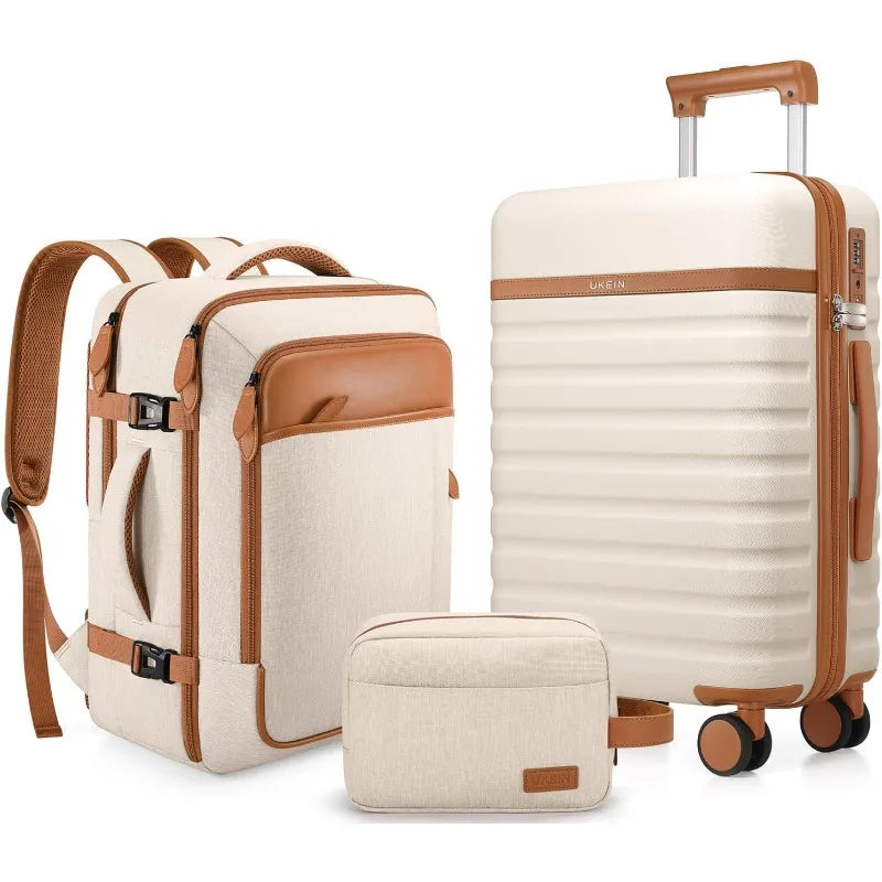 Sleek 3 Pcs Carry On Luggage Sets 3 with Spinner Wheels and TSA Lock