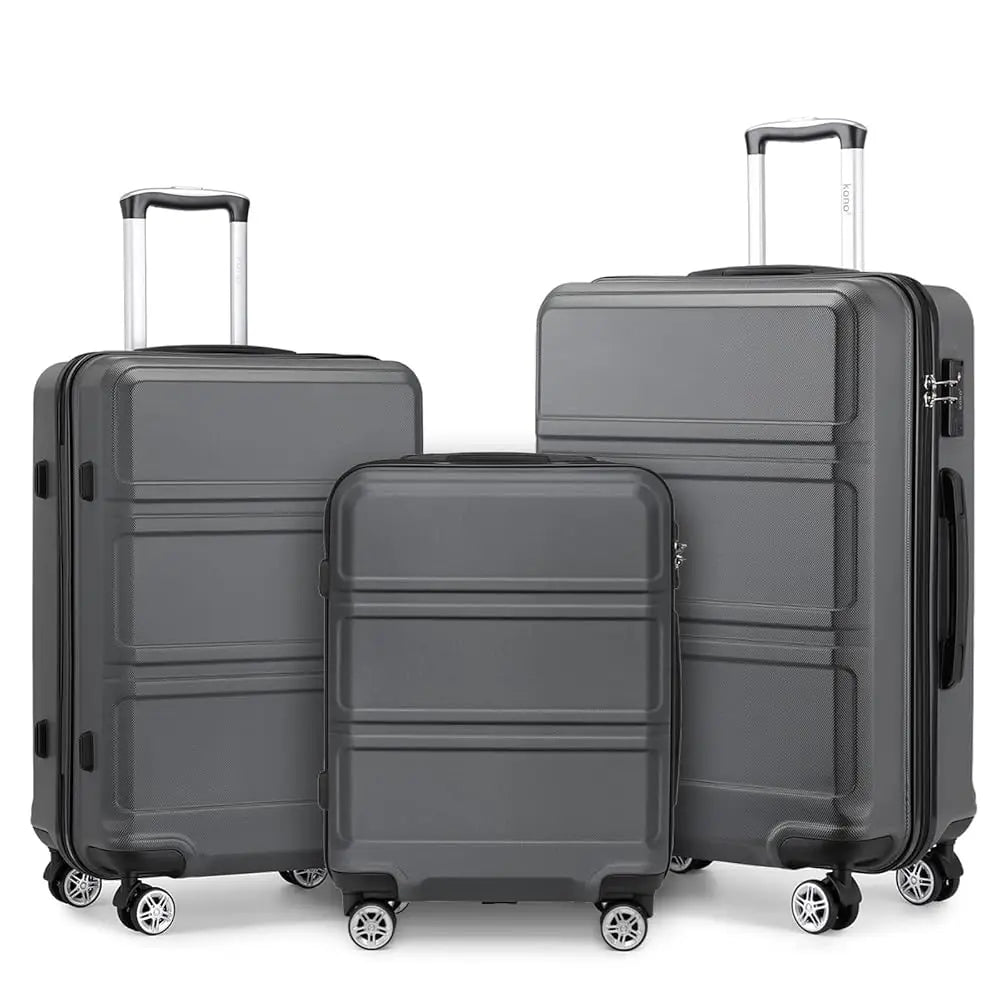 Modern Design 3 Piece Hard Shell Luggage Set - Expandable and Lightweight with Spinner Wheels TSA Lock