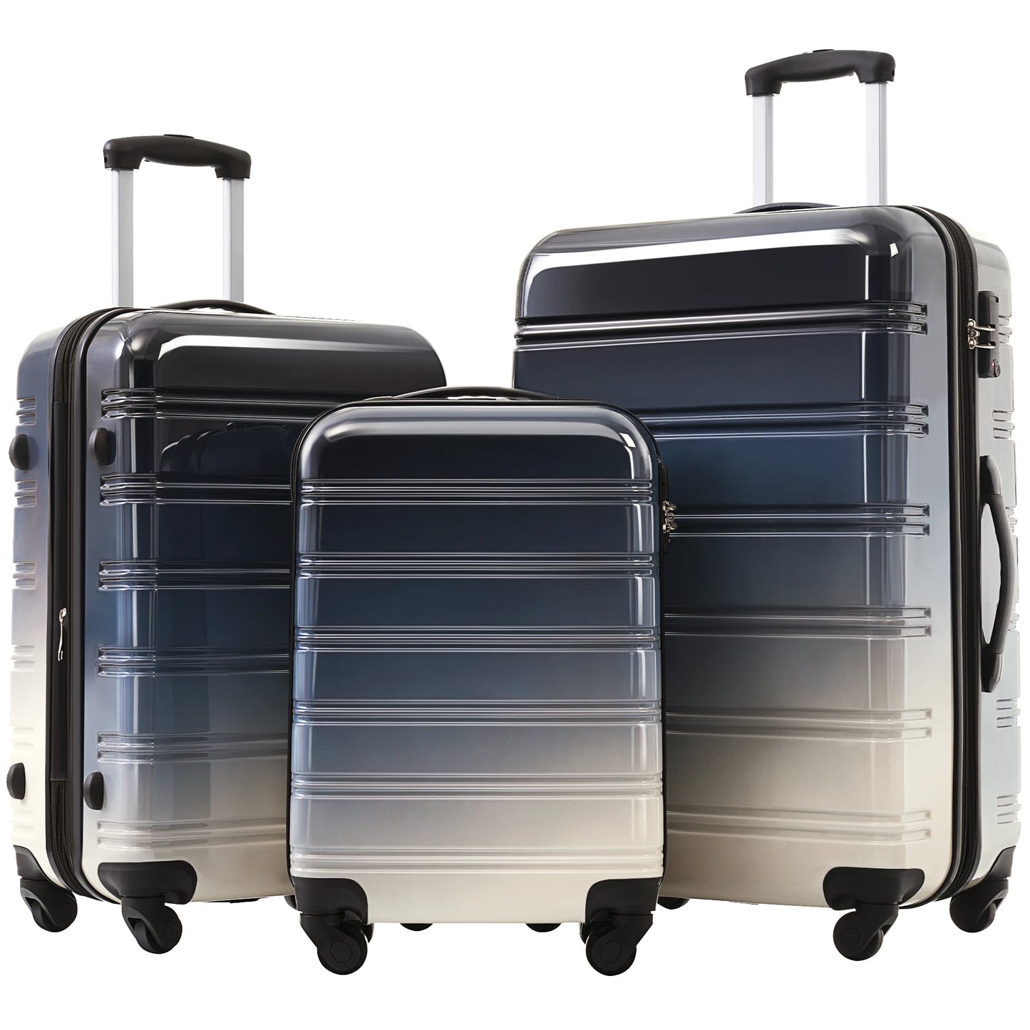 Sleek Design Gradient Color 3 Pcs Lightweight Hardshell Luggage Set with TSA Lock