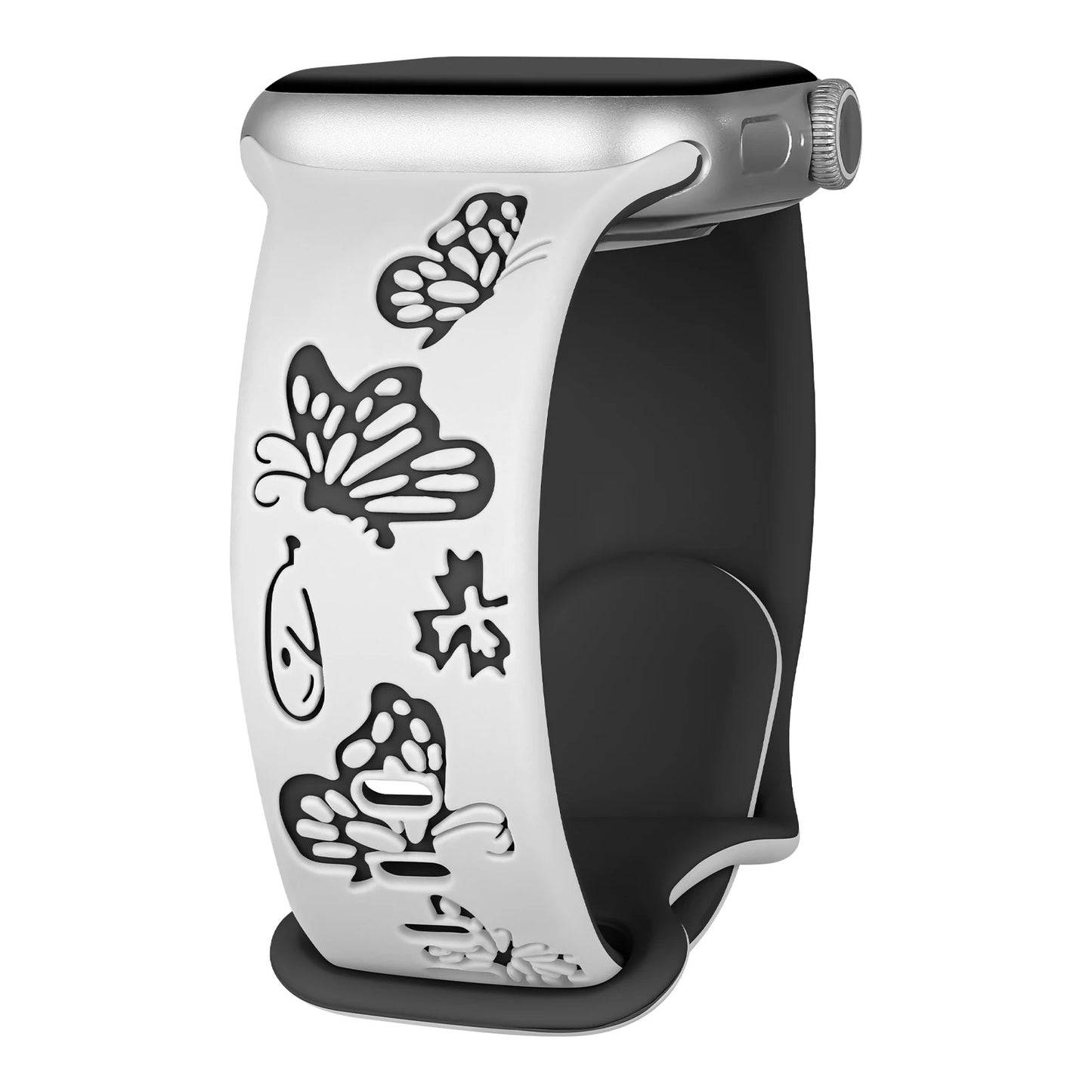 Engraved Silicone Strap For Apple Watch Band 41mm 45mm 40mm 44mm 49mm 38mm Series 9 8 7 6 5 4 3 SE Ultra 2