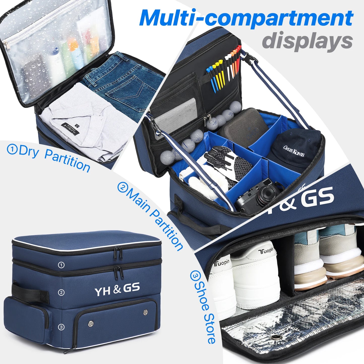 Golf Trunk Organizer - Collapsible Golf Shoe Bag with Separate Ventilated Compartment