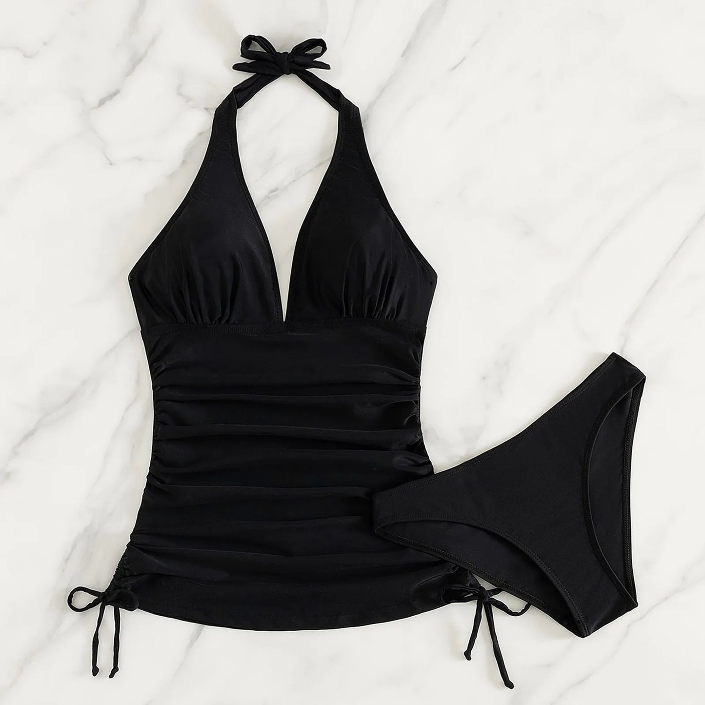 Sexy Backless Halter Top & Bikini Bottom Women's Swimsuit Set