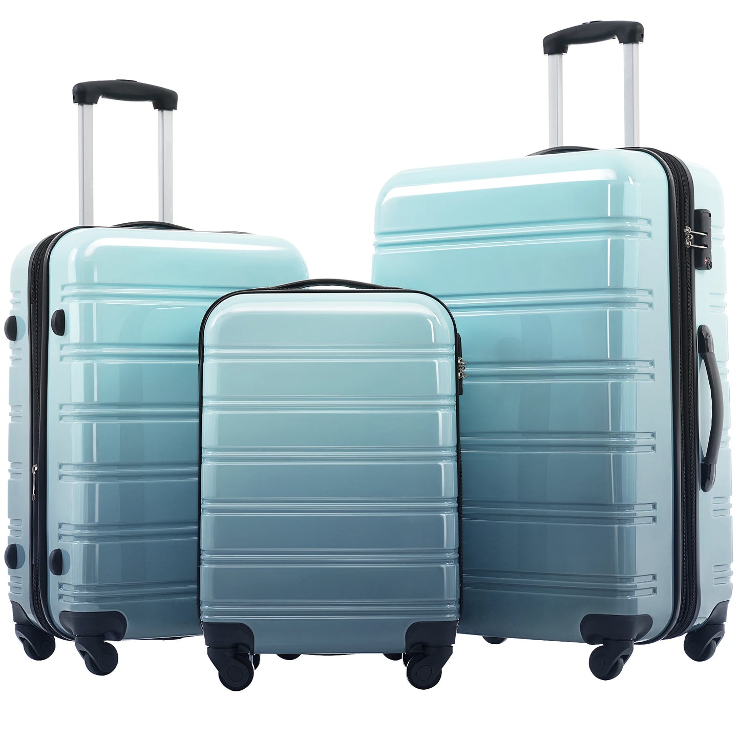 Sleek Design Gradient Color 3 Pcs Lightweight Hardshell Luggage Set with TSA Lock