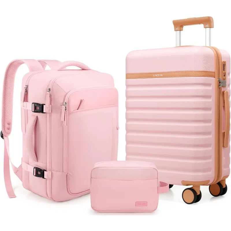 Sleek 3 Pcs Carry On Luggage Sets 3 with Spinner Wheels and TSA Lock