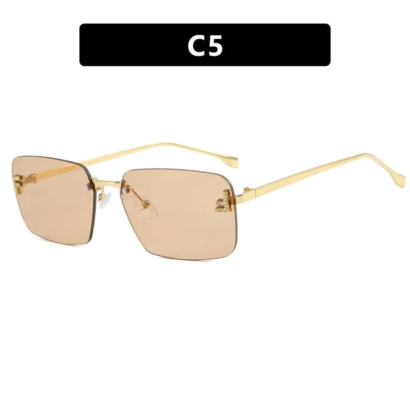 Designer Fashion Square Rimless UV400 Protection Unisex Sunglasses