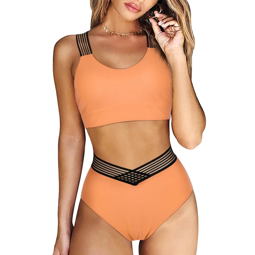 Sexy Full Coverage High Waist Women's Bikini Swimsuit