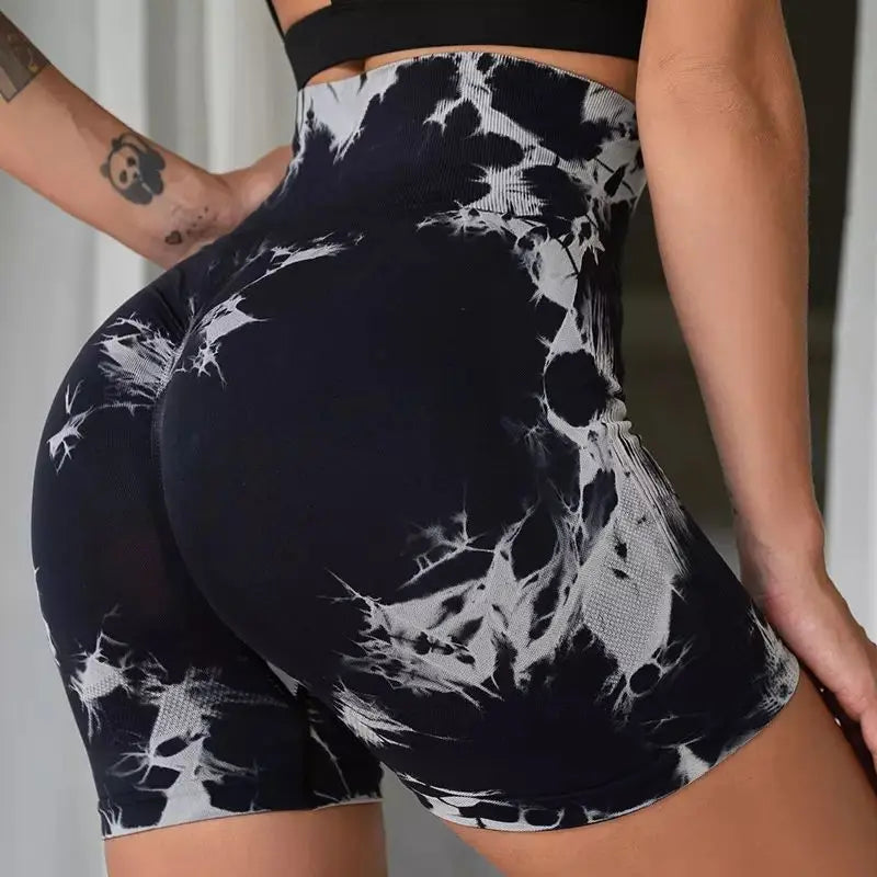 Tie-Dye High Waist Lifting Women's Yoga Shorts
