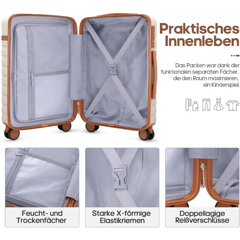 Sleek 3 Pcs Carry On Luggage Sets 3 with Spinner Wheels and TSA Lock
