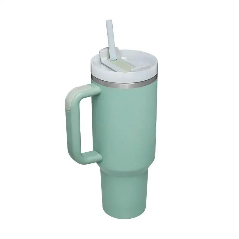 Cute Metallic Animal Print 40oz Insulated Thermal Travel Tumbler with Straw and Handle