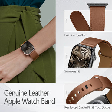 Leather Apple Watch Band 44mm 46mm 40mm 45mm 49mm 42mm 41mm 38mm iWatch series 10 9 7 8 6 5 se ultra 2