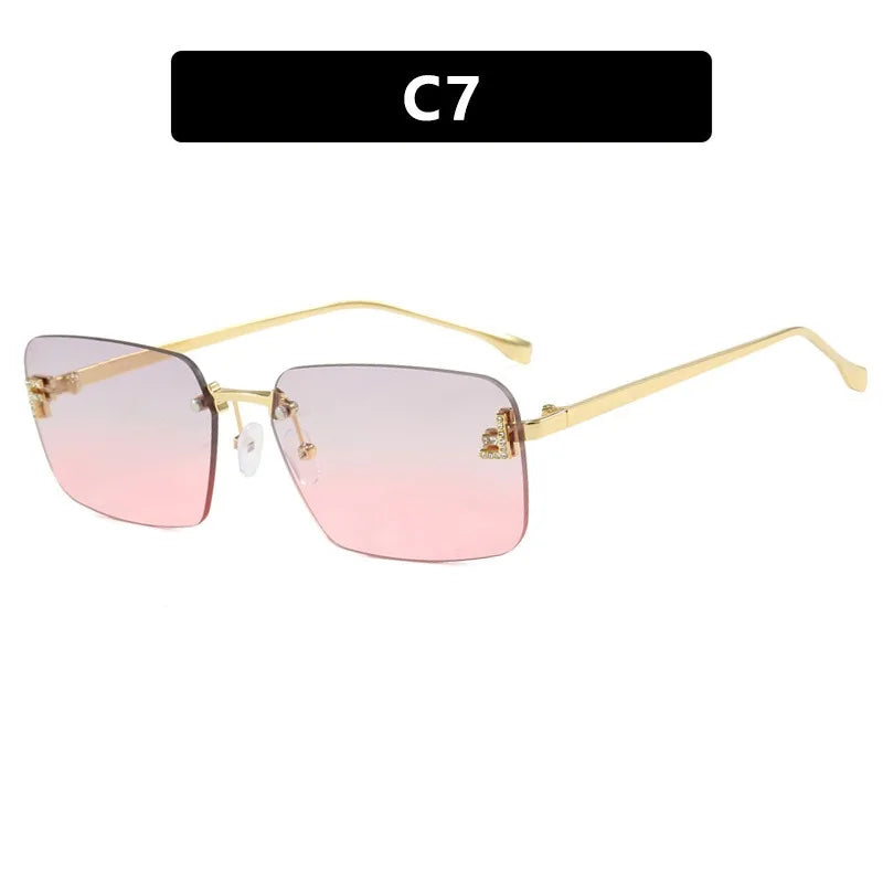 Designer Fashion Square Rimless UV400 Protection Unisex Sunglasses