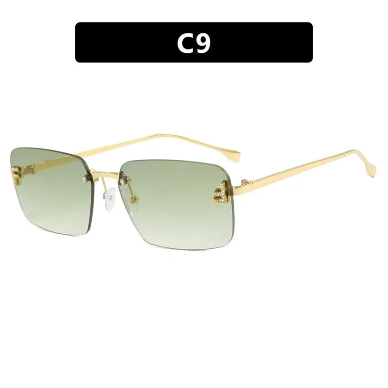 Designer Fashion Square Rimless UV400 Protection Unisex Sunglasses