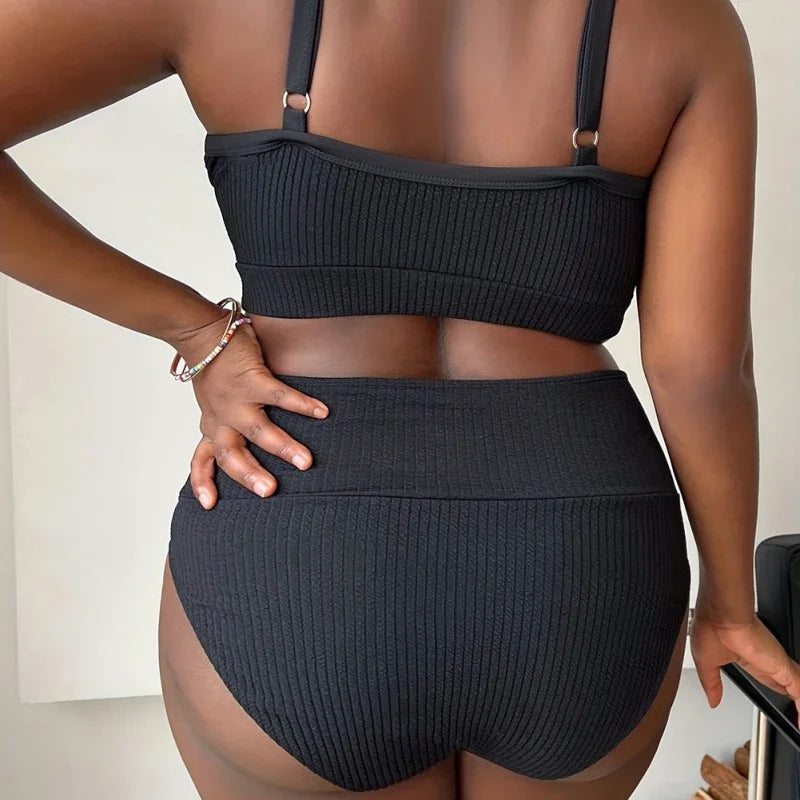 Sexy Plus Size High Waisted Women's Bikini Swimsuit