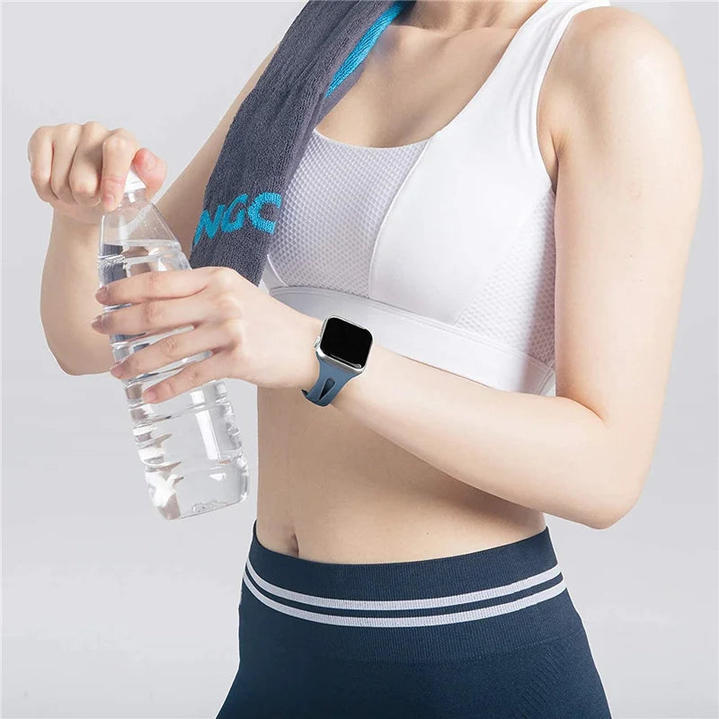 Slim Sports Band for Apple Watch 40mm 44mm 41mm 45mm 49mm 38mm 45 Silicone Watch series 8 5 se 6 7 3 Ultra