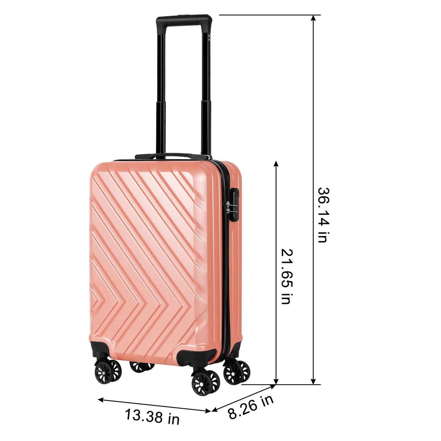 Sleek Stylish Carry-on Suitcase with 20" Handles, Spinner Wheels and TSA Lock
