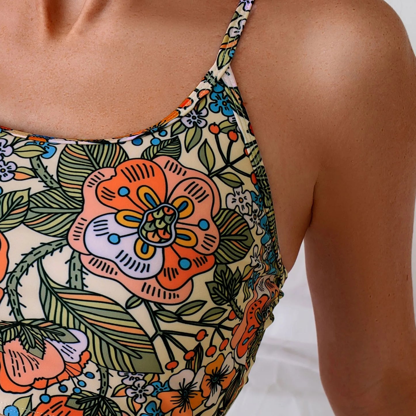 Sexy Vintage Floral Print High Waist Women's Bikini Swimsuit