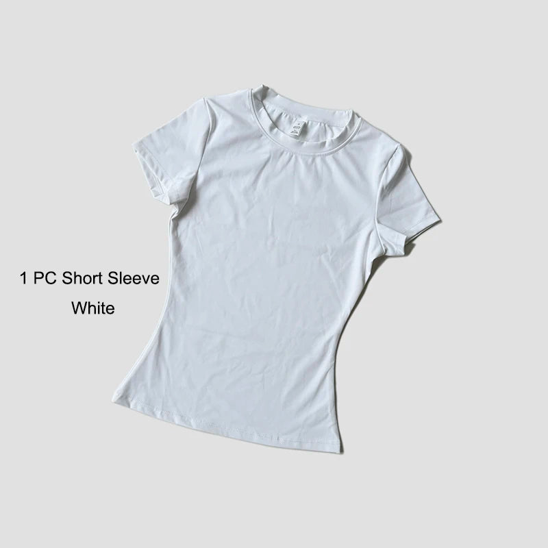 Cute Women's Seamless Short Sleeve Top & Gym Shorts Set