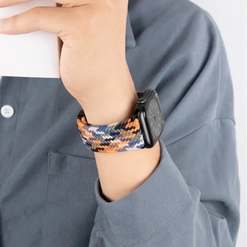 Nylon Braided Apple Watch Band 44mm 40mm 45mm 49mm 41mm 38mm Magnetic Buckle iWatch series se 7 3 5 6 8 Ultra