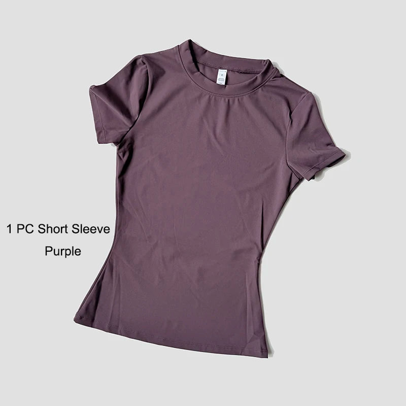 Cute Women's Seamless Short Sleeve Top & Gym Shorts Set