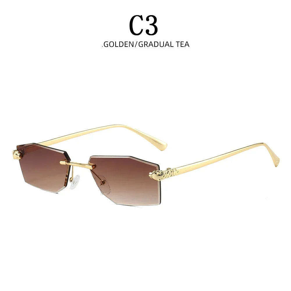 Designer Luxe Square Rimless UV400 Protection Women's Sunglasses