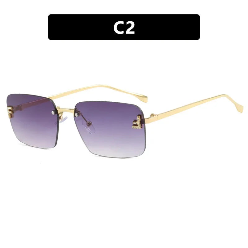Designer Fashion Square Rimless UV400 Protection Unisex Sunglasses