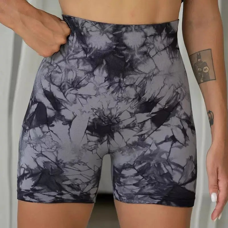 Tie-Dye High Waist Lifting Women's Yoga Shorts