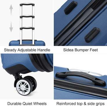 Modern Design 3 Piece Hard Shell Luggage Set - Expandable and Lightweight with Spinner Wheels TSA Lock