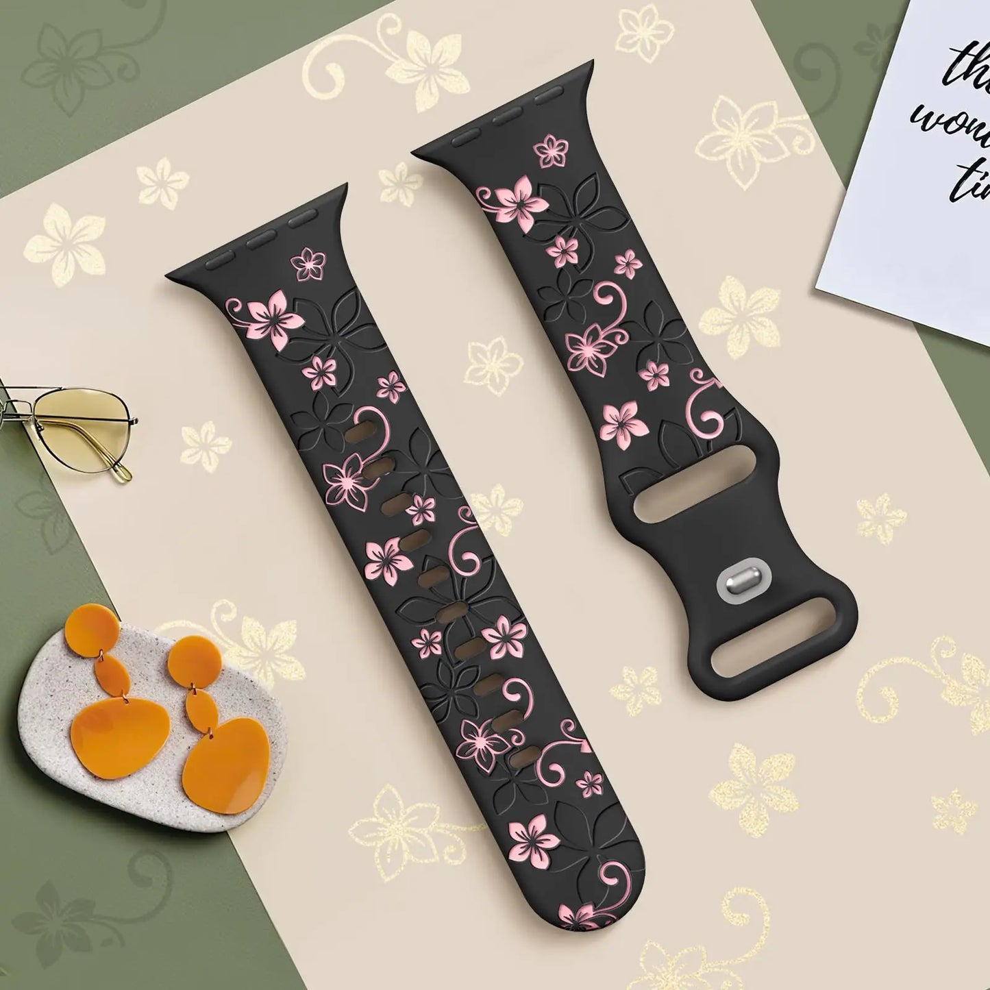 Engraved Apple Watch Band 40mm 41mm 45mm 44mm 49mm 38mm Silicone iwatch Series 9 8 7 6 5 4 SE Ultra 2