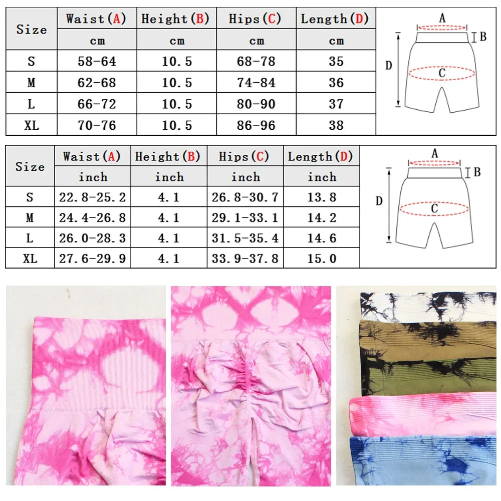 Tie-Dye High Waist Lifting Women's Yoga Shorts