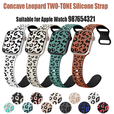 Engraved Leopard Print Silicone Apple Watch Band 10 Straps 42/46mm 44mm 45mm 38/40/41mm Series 987SE654321 Ultra 2 49mm