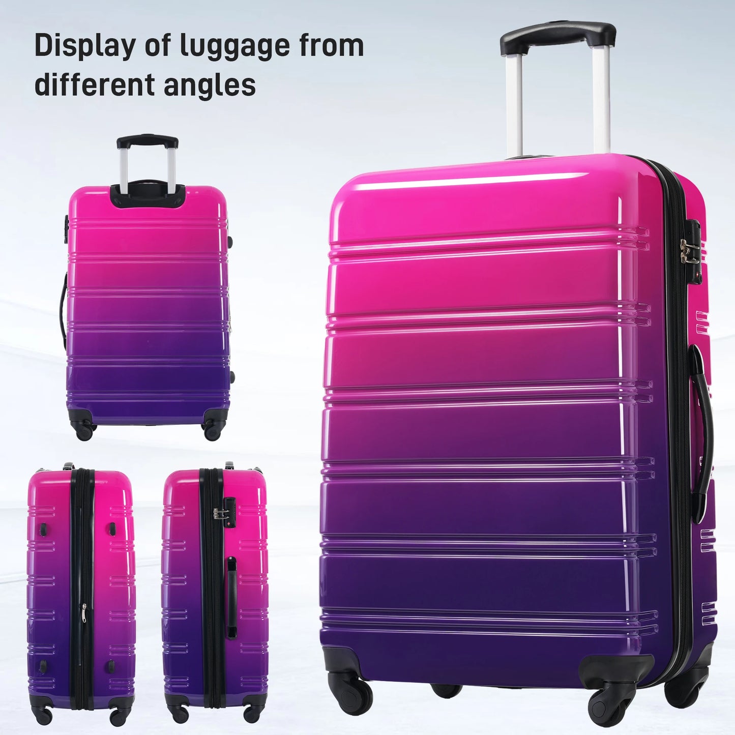 Sleek Design Gradient Color 3 Pcs Lightweight Hardshell Luggage Set with TSA Lock