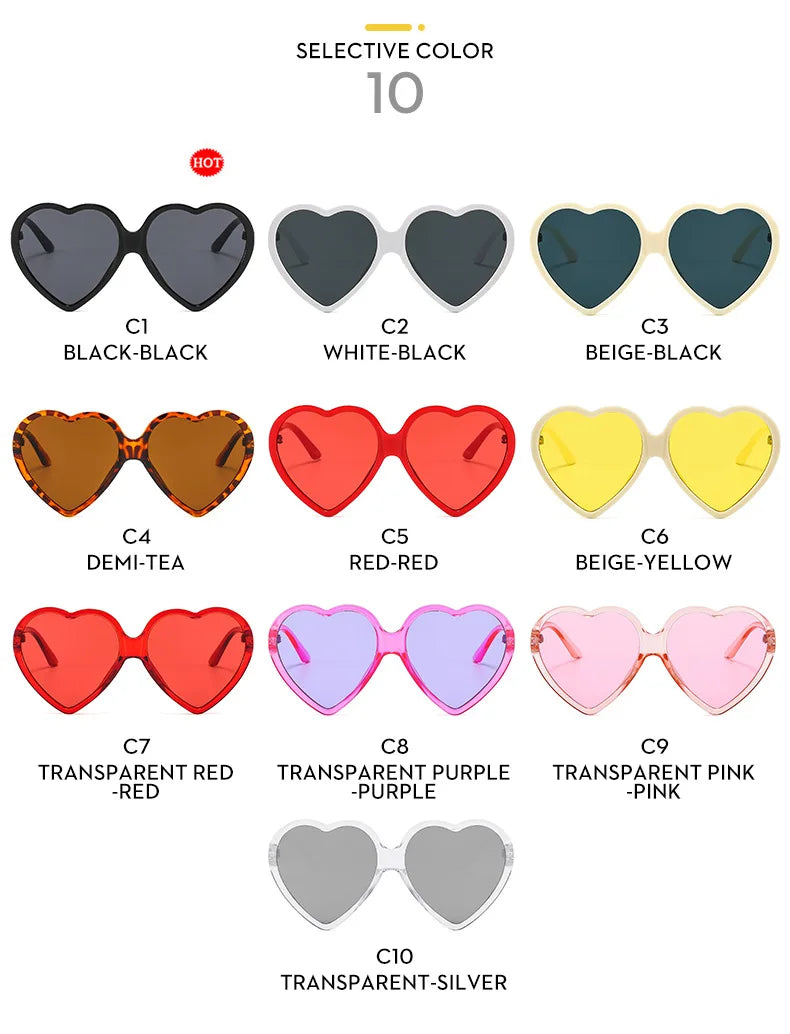 Fun Fashion Statement Vintage Heart Shaped Women's Sunglasses