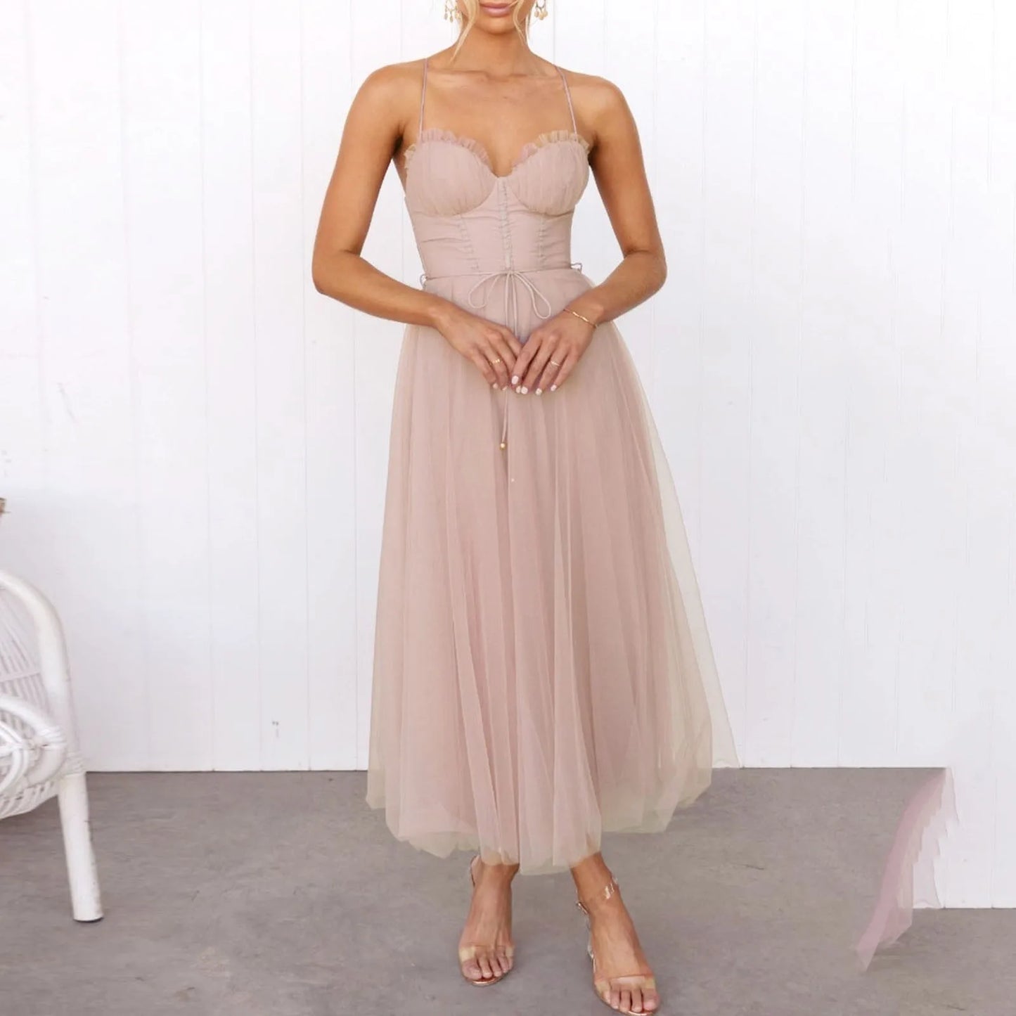 Sexy Layered Mesh Flowy Women's Cocktail Party Dress