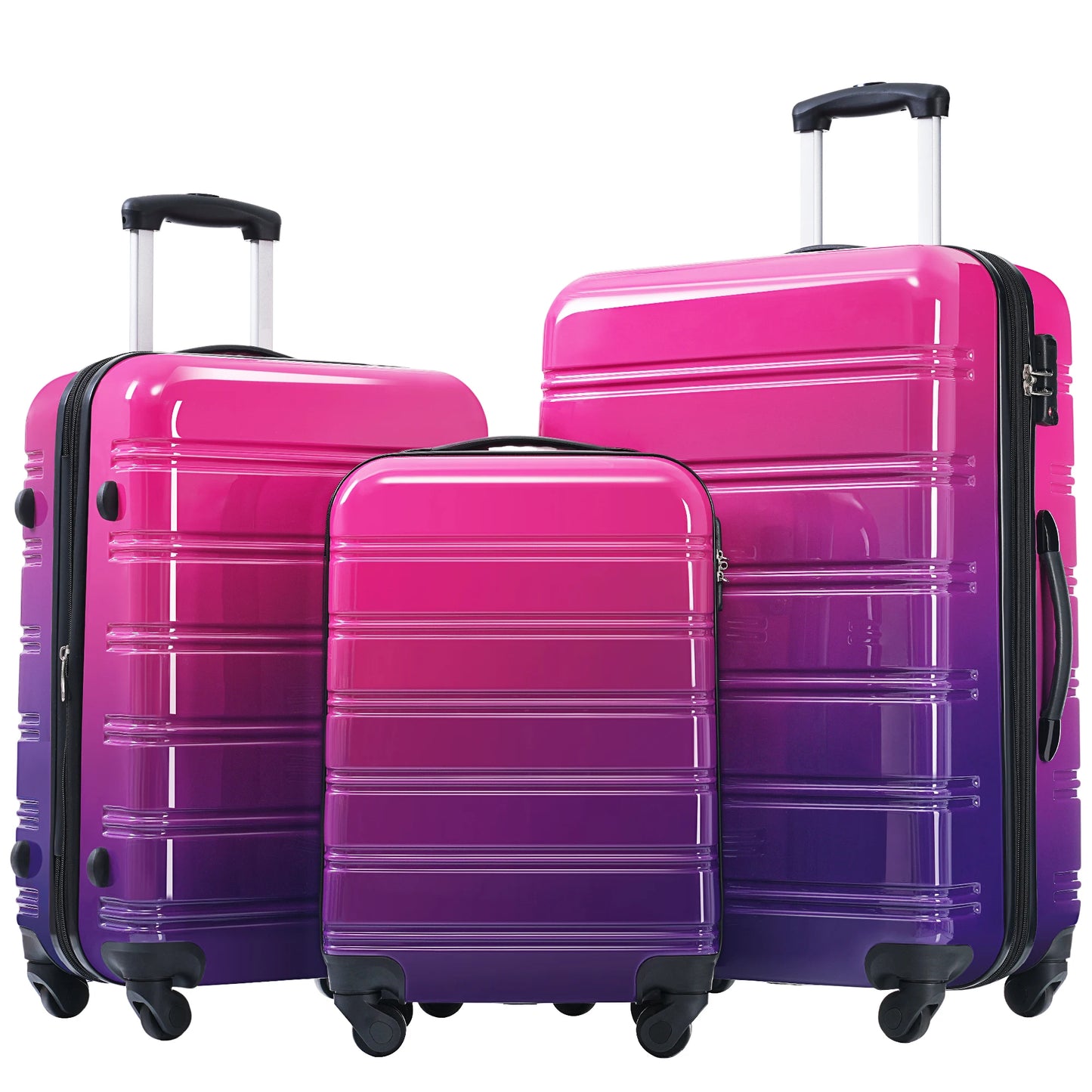 Sleek Design Gradient Color 3 Pcs Lightweight Hardshell Luggage Set with TSA Lock
