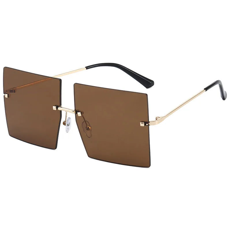 Luxury Oversized Rimless Women's Designer Square Sunglasses