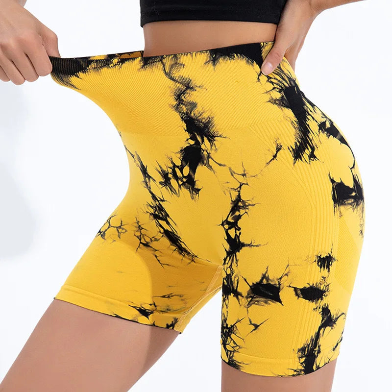 Tie-Dye High Waist Lifting Women's Yoga Shorts