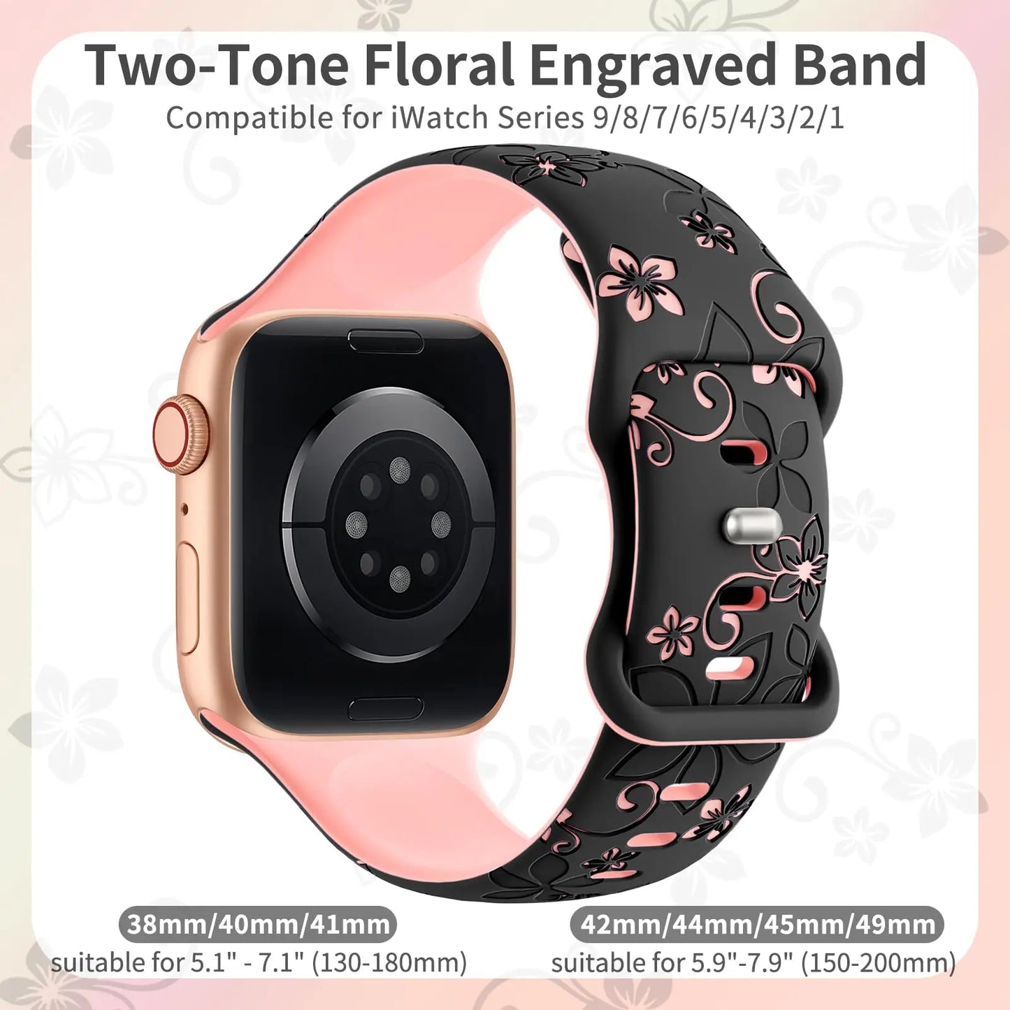 Engraved Apple Watch Band 40mm 41mm 45mm 44mm 49mm 38mm Silicone iwatch Series 9 8 7 6 5 4 SE Ultra 2