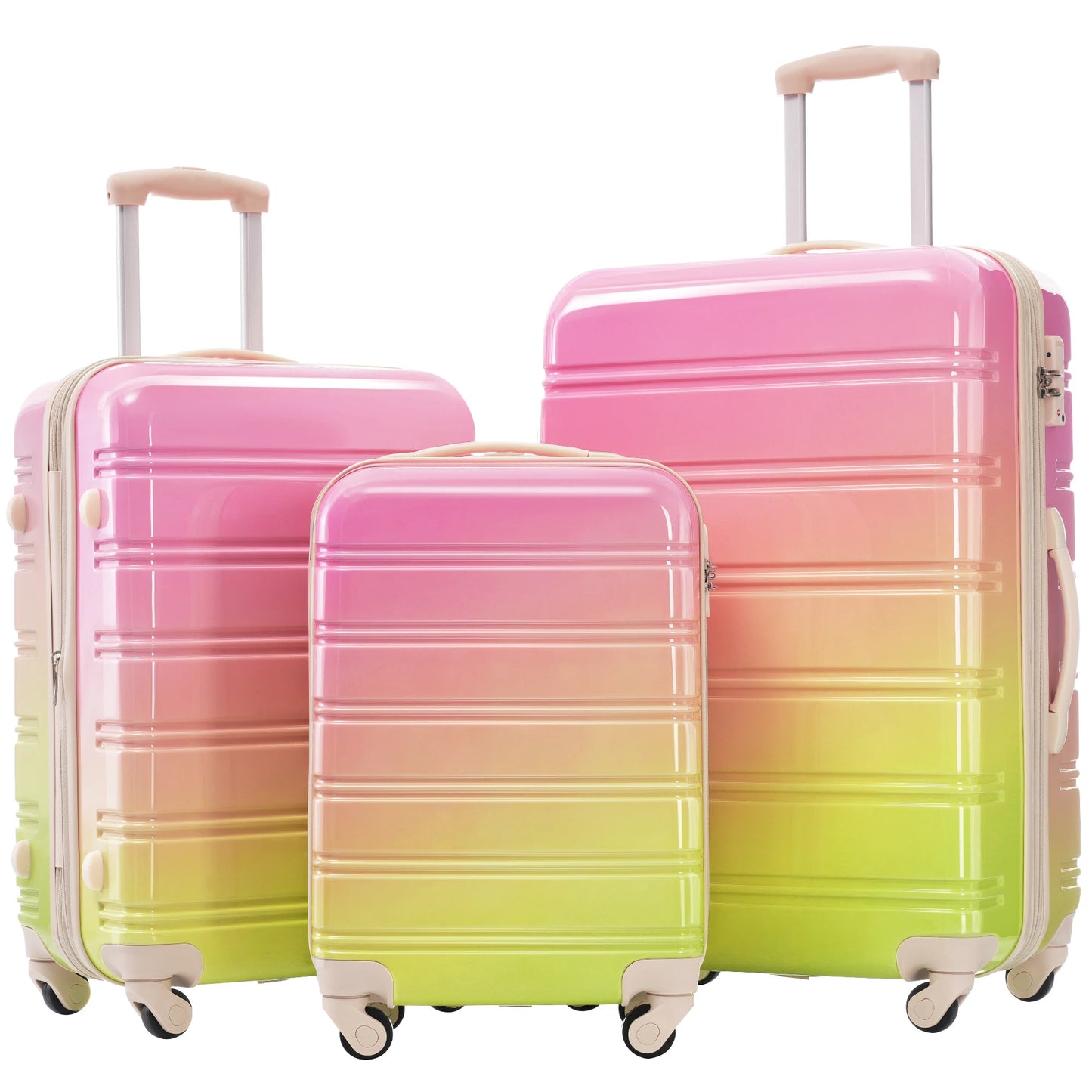 Sleek Design Gradient Color 3 Pcs Lightweight Hardshell Luggage Set with TSA Lock