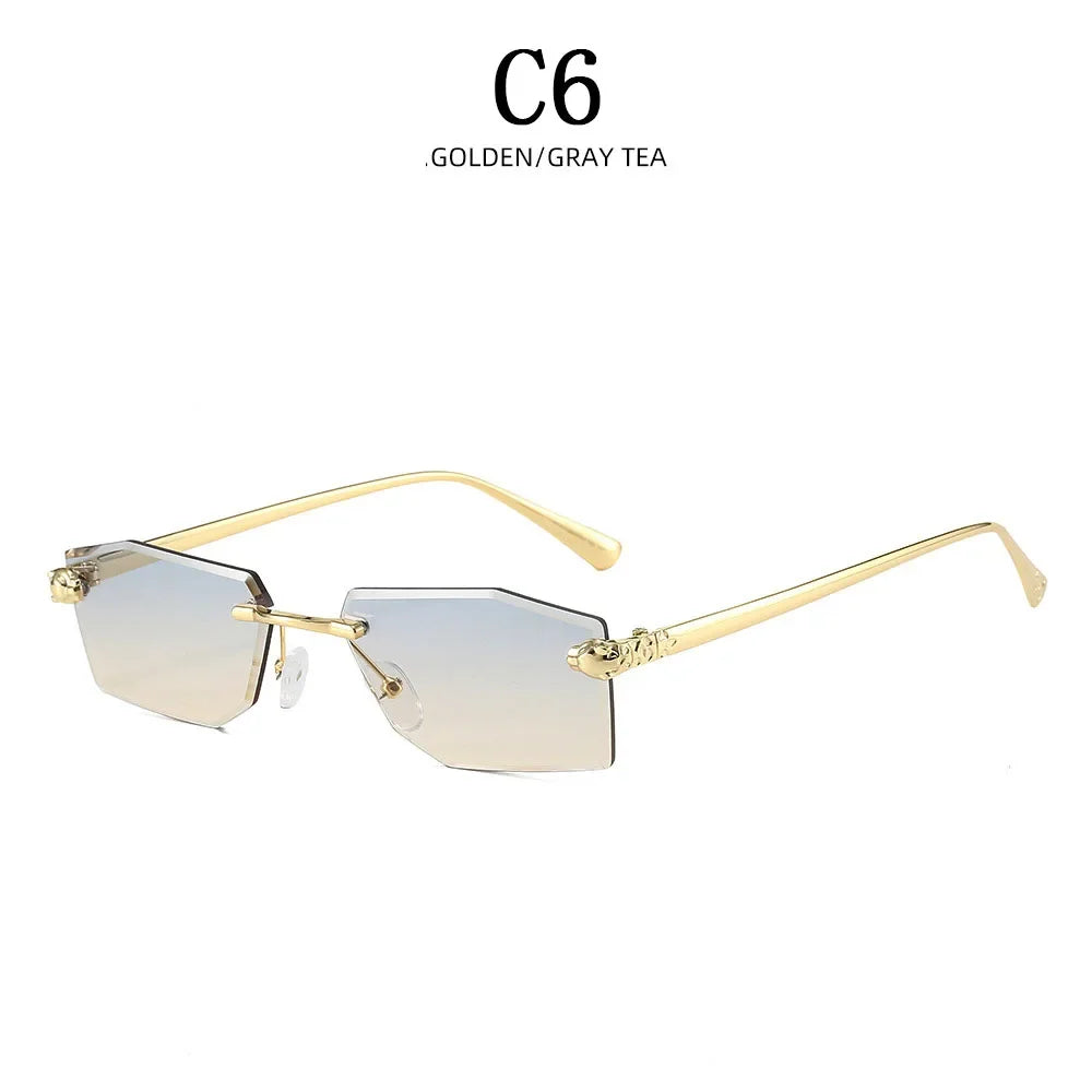 Designer Luxe Square Rimless UV400 Protection Women's Sunglasses