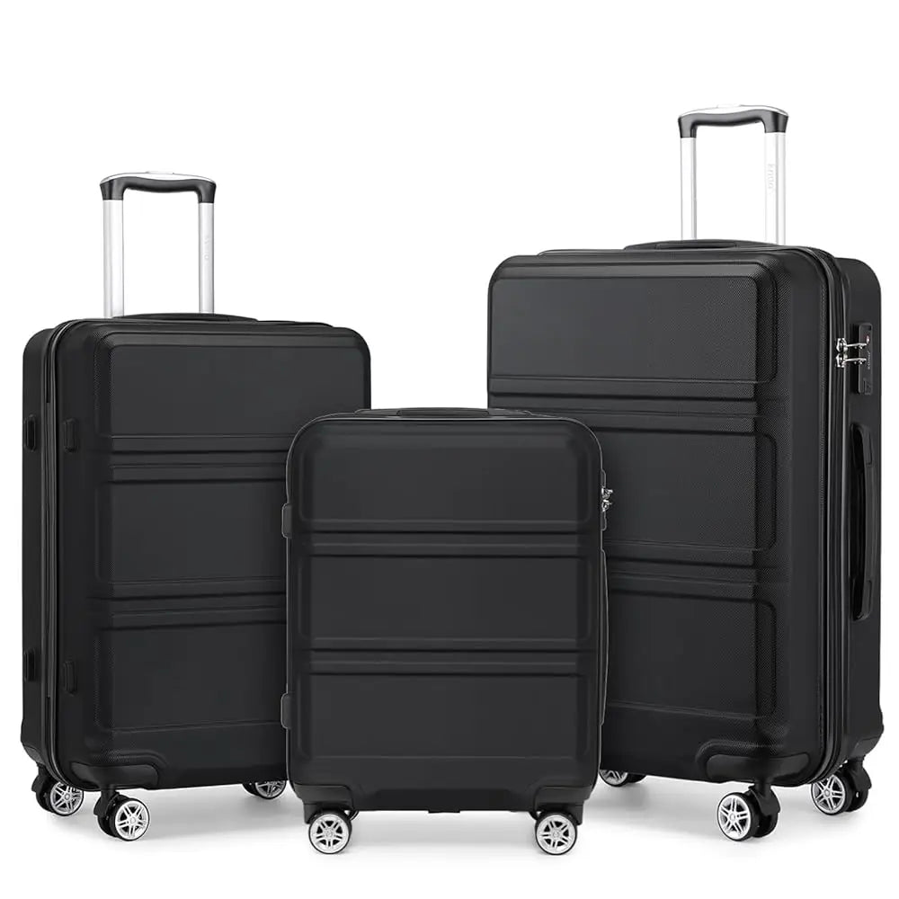 Modern Design 3 Piece Hard Shell Luggage Set - Expandable and Lightweight with Spinner Wheels TSA Lock