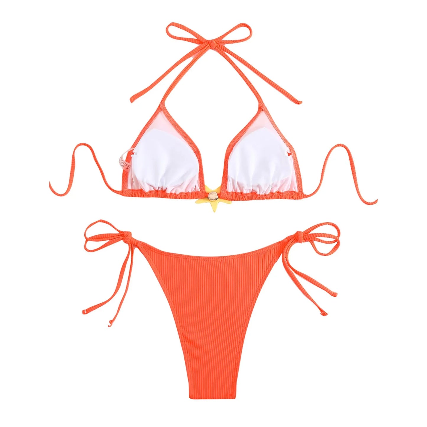 Sexy Halter Solid Color Star Accent Women's String Bikini Swimsuit