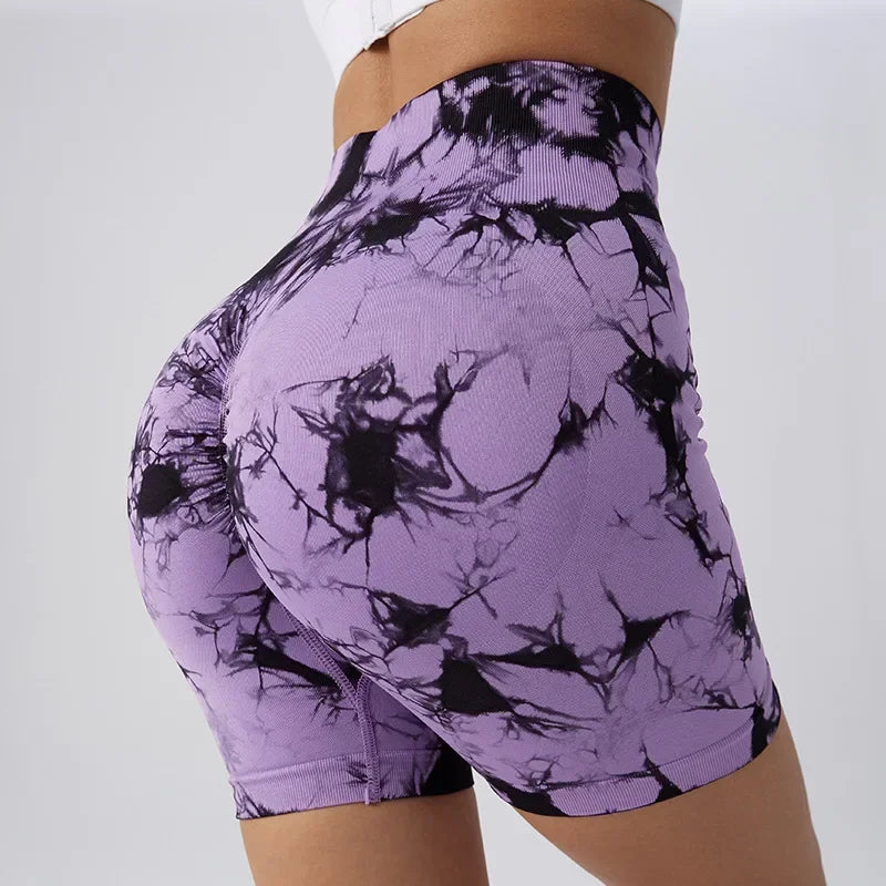 Tie-Dye High Waist Lifting Women's Yoga Shorts