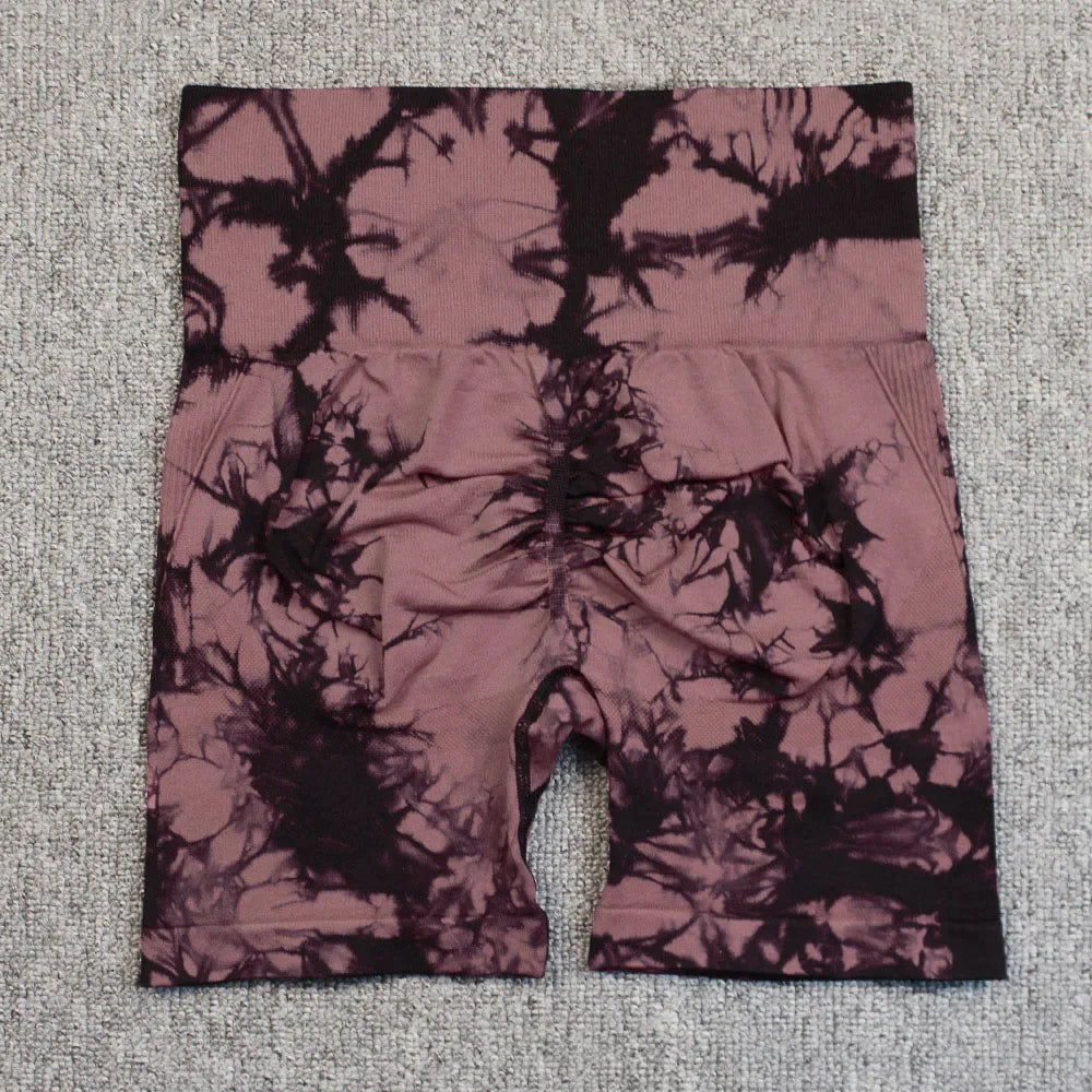 Tie-Dye High Waist Lifting Women's Yoga Shorts