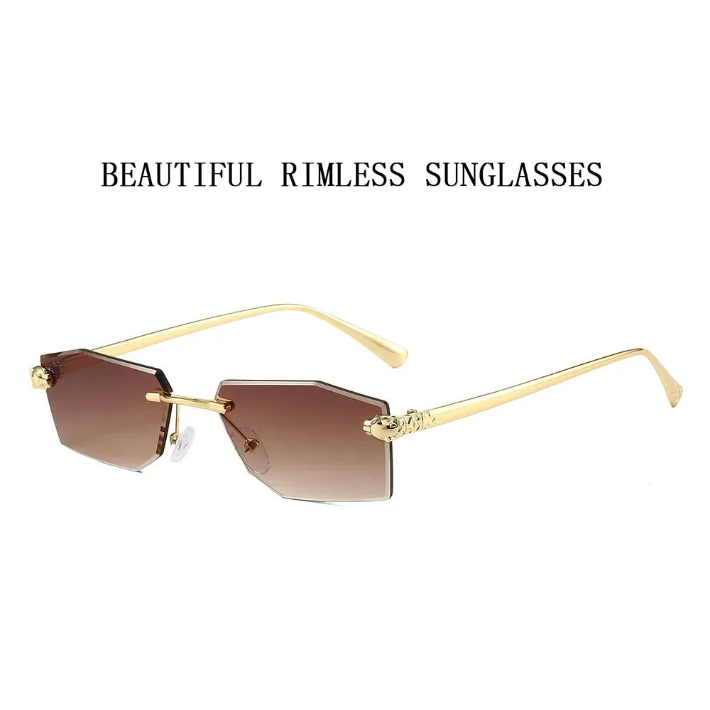 Designer Luxe Square Rimless UV400 Protection Women's Sunglasses