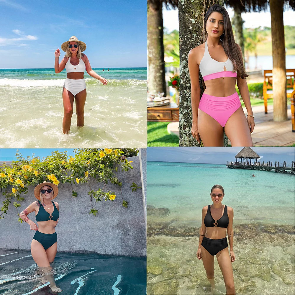 Sexy Full Coverage High Waist Women's Bikini Swimsuit